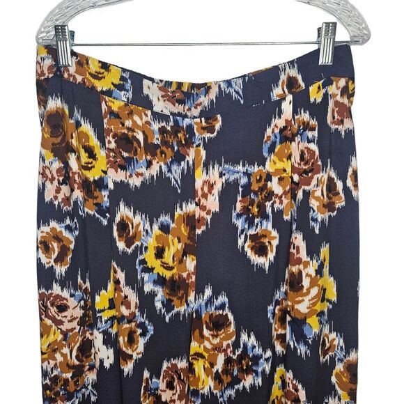 BAND OF GYPSIES Floral Wide Leg Pants XL Hand Pockets Elastic Waist Flowy - Picture 2 of 6